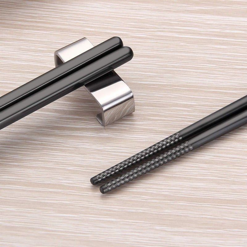 SHARECOOK Stainless Steel Chopsticks, 9.45 Inches, Reusable (5 Pairs, Black) - Image 5